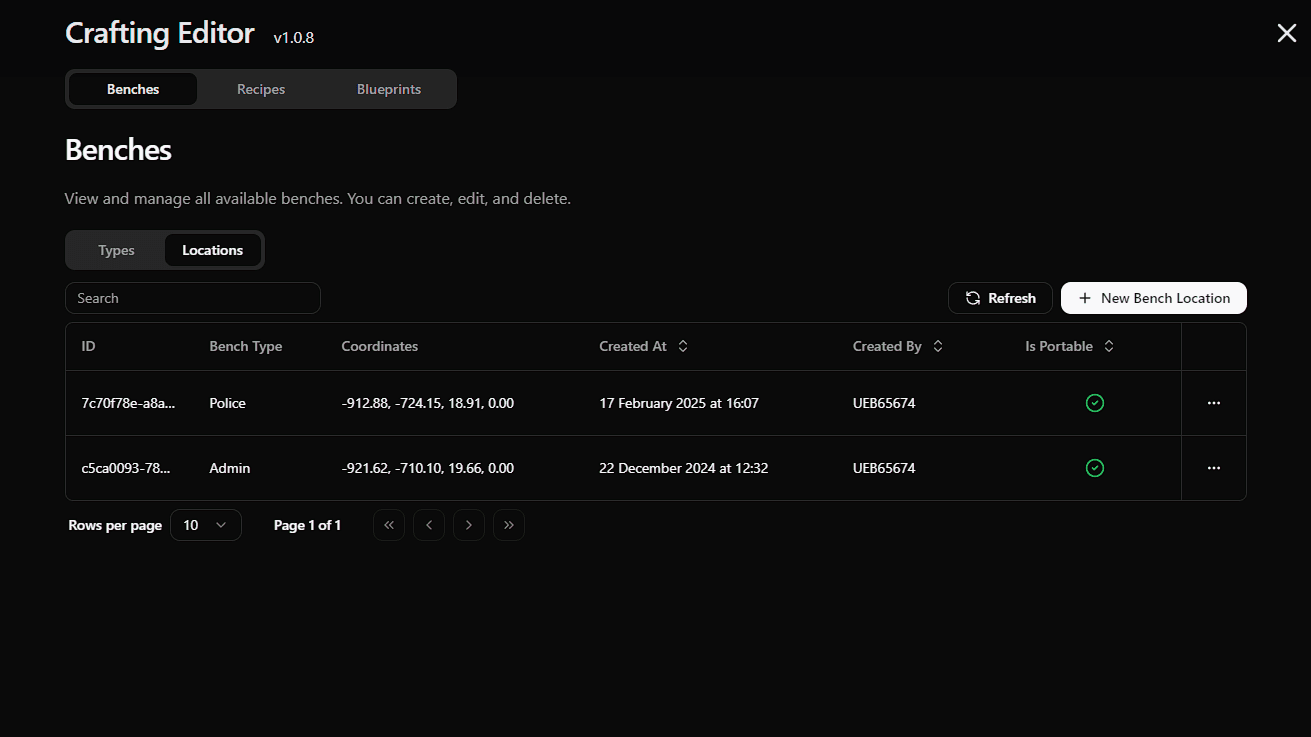 Editor Bench Locations